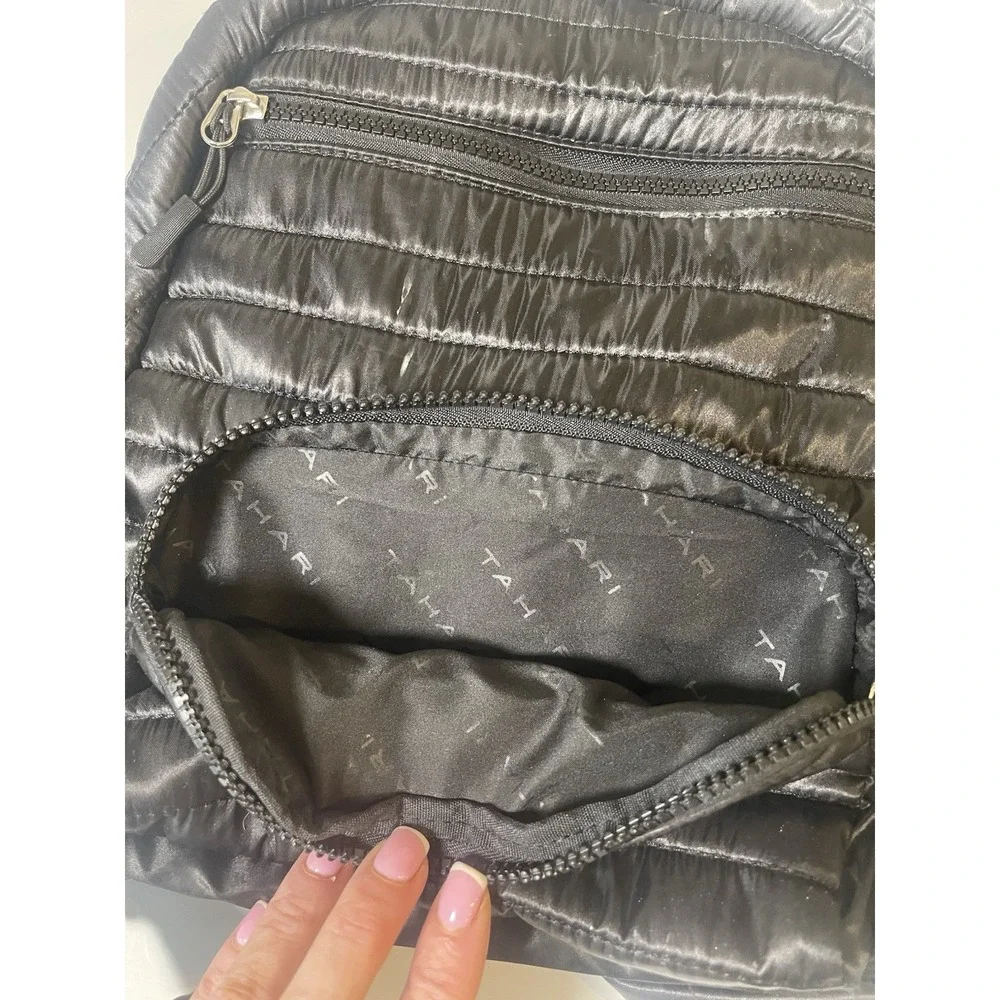 Tahari Black Quilted‎ Hobo Bag Wooster Shoulder Crossbody Purse Backpack